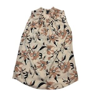 Ann Taylor Floral Sleeveless Blouse Top Women's Size S Beige Brown